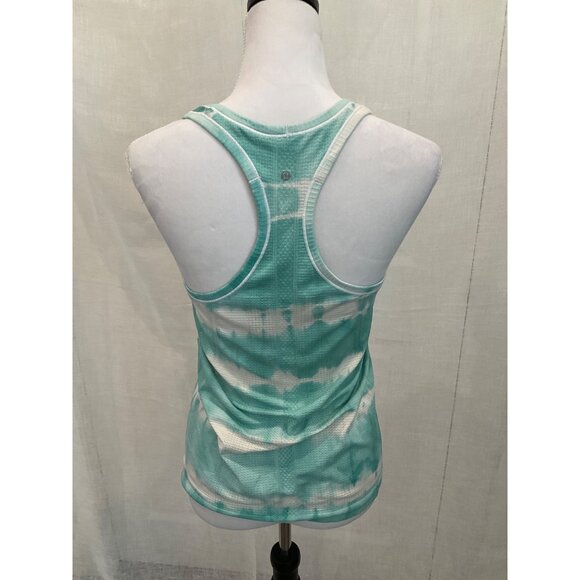 Lululemon Athletica Women's Tie-Dye Racerback Tank Top Green & White Size 8 - Picture 3 of 5